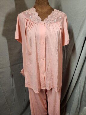 Vintage Womens Shadowline Petals and Lace Pajama Pant Set Sz 38 (Lg)